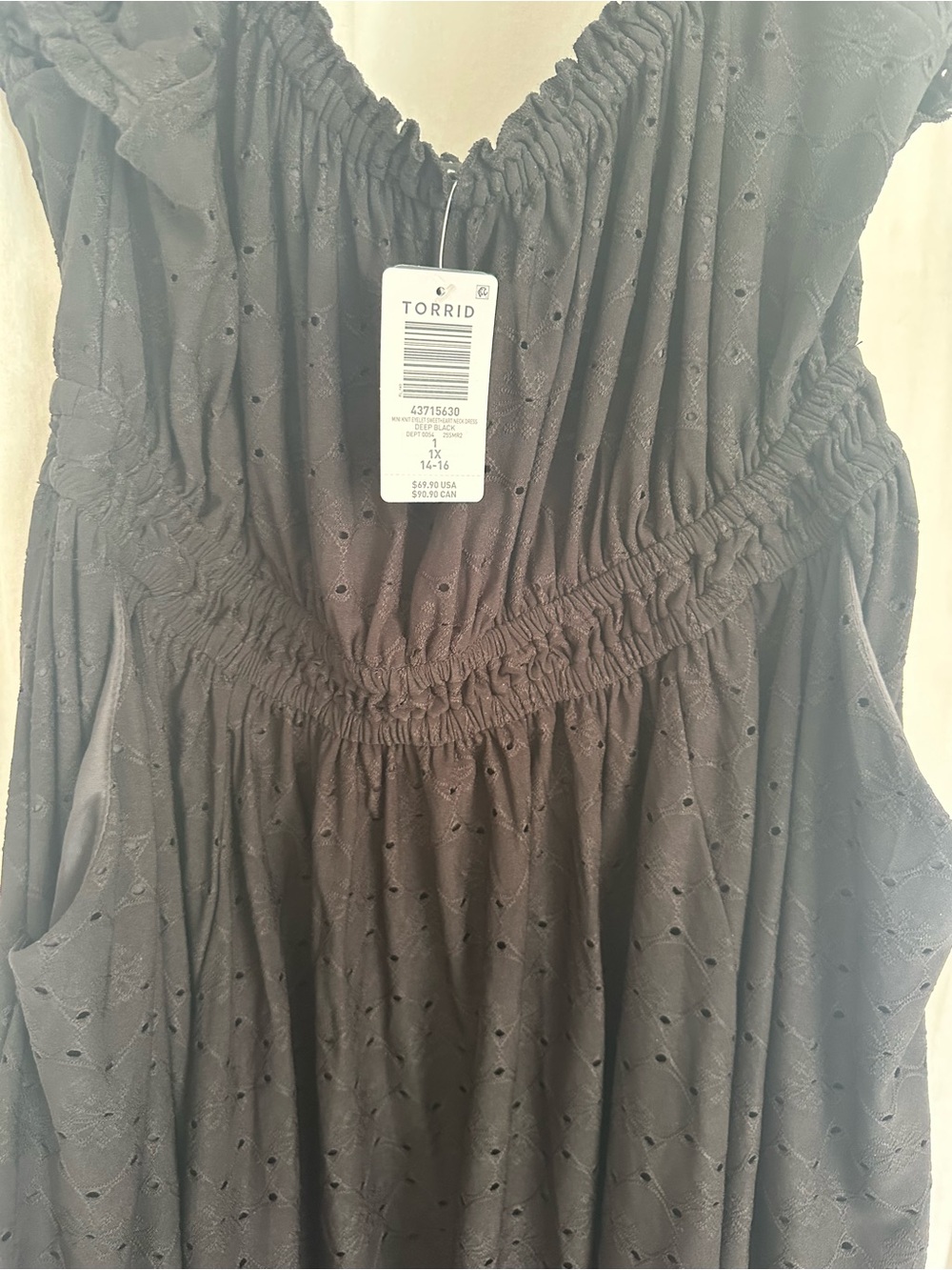 Torrid Black Cap Sleeve Eyelet Midi Dress - Picture 4 of 4
